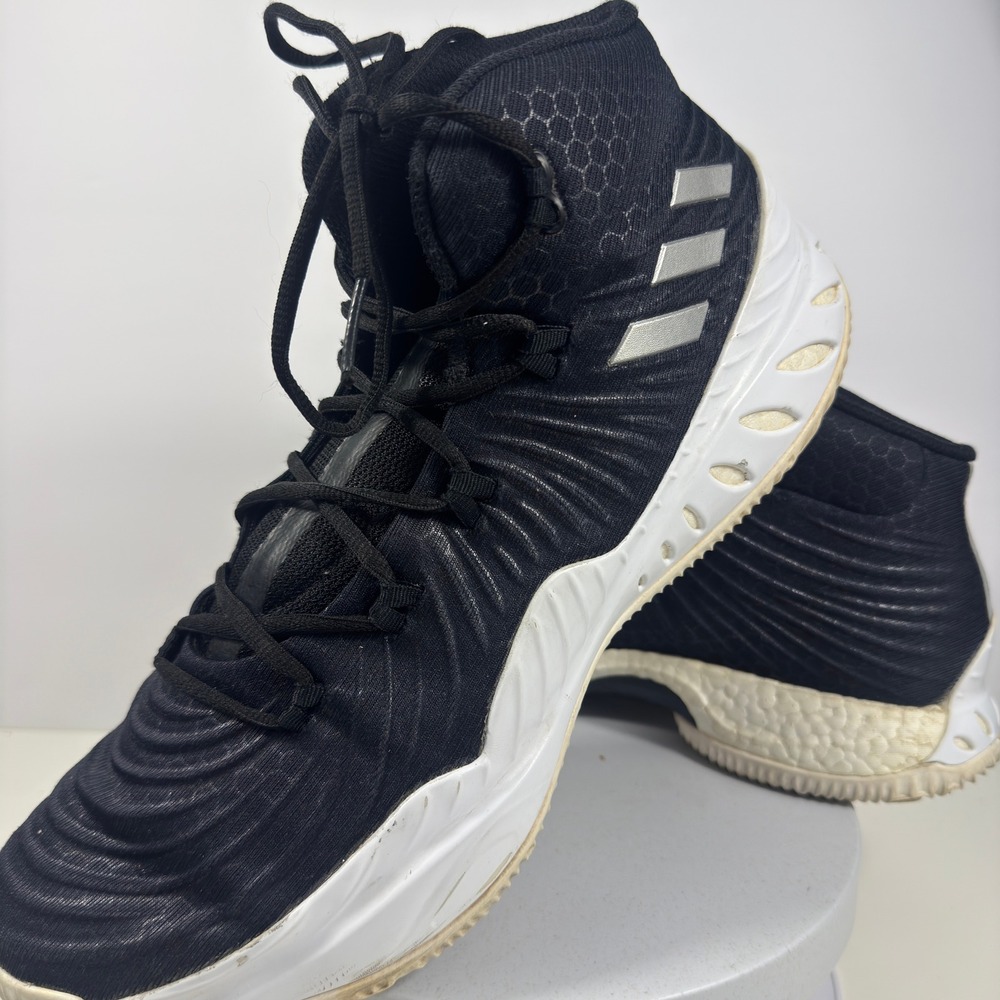 Adidas Men Basketball Shoes Men's 14.5 Mid Top Boost Black White Sport Court